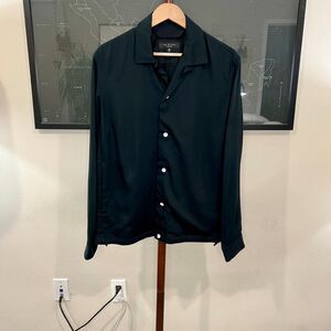 NWOT rag & bone - Finlay Rayon Camp Collar Shirt Jacket Medium - Black